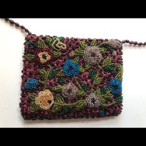 Small Hand Beaded Purse 100% Silk Lined